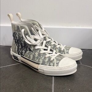 Dior Gray and White High-Top Sneakers